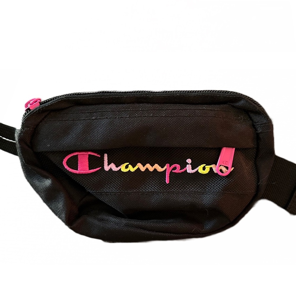 Champion Small Black Fanny Pack Women’s Unisex Shoulder Strap Bag Used